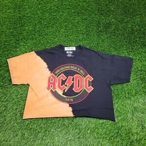 ACDC Crop-Top Shirt Womens Large 21x18 Two-Tone